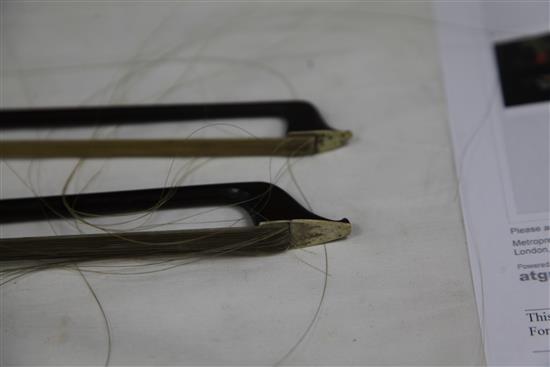 An English Dodd violin or cello bow & another bow